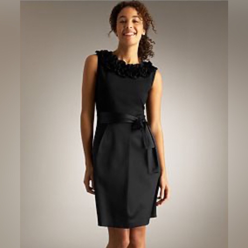 TAYLOR Audrey Hepburn Style Ruffle neck Little Black Dress